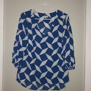 Blue and white blouse